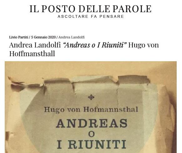 Andrea Landolfi “Andreas o I Riuniti” Hugo von Hofmannsthal